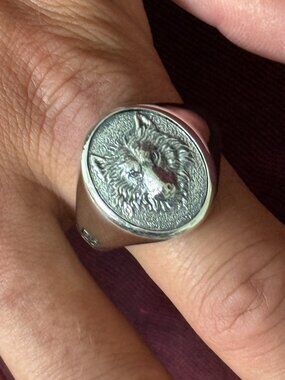 David Yurman Men's Wolf Petrvs Signet Sterling Silver Ring Band
